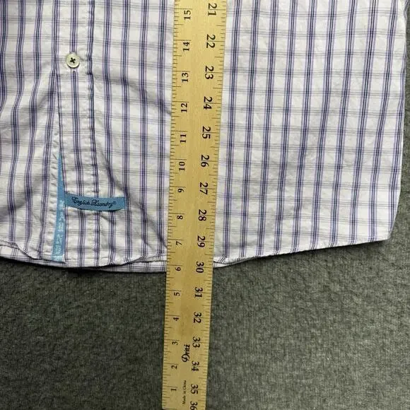 Lot of 4 English Laundry Dress Shirt Men's 17 34/35 Purple Blue Flip Cuff Logo - Picture 5 of 16